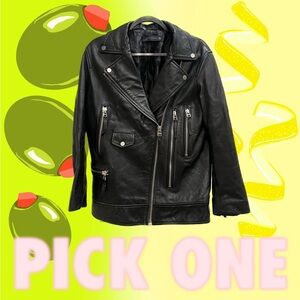 Zara Genuine Soft Leather Women’s Biker Jacket Size Medium in Black
